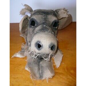 Mouth Mover Mask - Cow Scarecrow burlap Halloween mask Decoration No Horns